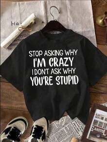 Camiseta de manga corta para mujeres con la letra "Por Dios, mimada por mi esposo" - Negro - Ver 6