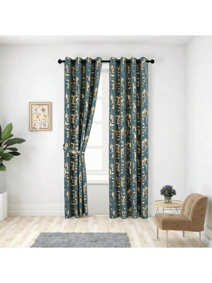 Juego de Cortinas Verde con detalles con Ollaos para Barra