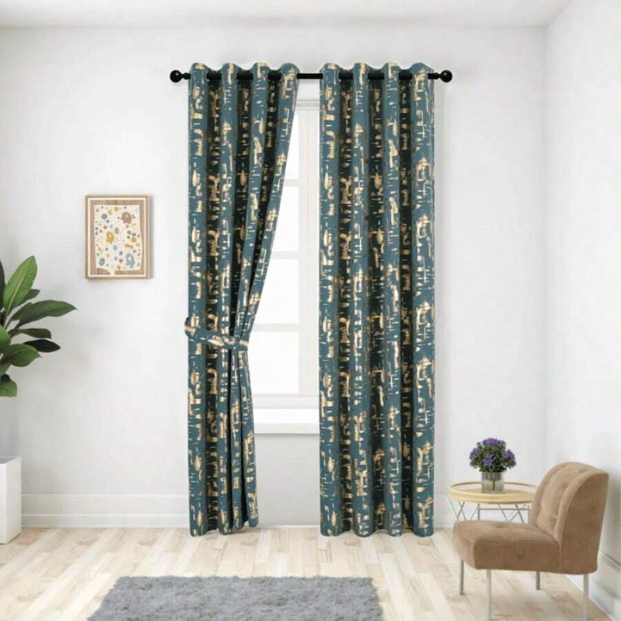 Juego de Cortinas Verde con detalles con Ollaos para Barra - Verde - Ver 1