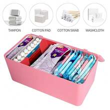 Pad And Tampon Organizer For Bathroom,Sanitary Napkin Holder, Pad And Tampon Organizer For Period, Sanitary Napkin Storage Container, Light Pink{Inchcolorinch:InchPinkinch} - 粉色 - 查看 7