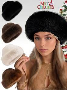 Elegant Women's Faux Fur Winter Hat, Luxurious Thickened Mongolian Style Outdoor Warm Hat - Comfortable Fluffy Ear Protection Design, Lightweight Elastic, Perfect Gift For Family And Friends In Christmas And New Year - Multicolor - View 7