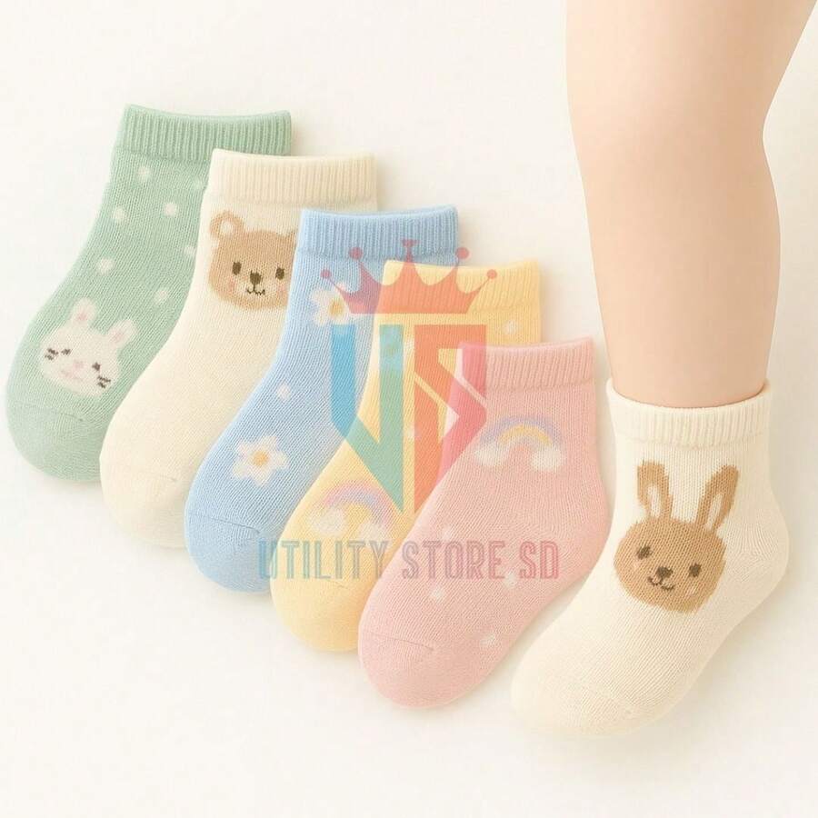 Kit 06 Pairs Of Printed Baby Socks For Girls And Boys - Multicolor - View 1