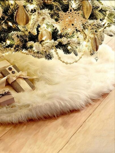 Christmas Tree Skirt, 59.06 Inch White Soft Fluffy Tree Skirts Fabric Christmas Decorations, White Ornaments Christmas Tree Skirts Xmas Decorations Holiday Party Decor Best Gifts Birthday Home Decor Room Decor Winter