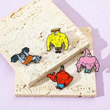 SPONGEBOB 海绵宝宝 1/4 件套奇幻卡通胸针套装 个性化肌肉派大星龙虾拉里珐琅别针 背包服装首饰金属徽章配饰礼品 - 均碼 - 查看 8