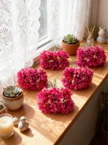 1/200pcs (6-Head) Artificial Carnation Silk Flowers, Bouquet, Suitable For DIY Wreaths, Candy Boxes, Spring Home Decor, Wedding Decoration, Bridal Wrist Corsage, Boutonniere, Headpiece, Ideal Gift For New Year Decoration, Birthday Party - Hot Pink - View 6