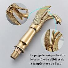 Brass Bathroom Faucet Gold Mixer Tap For Basin, Elegant Design Sink Faucet High Basin Faucet, Hot And Cold Water Optional - Gold - View 5