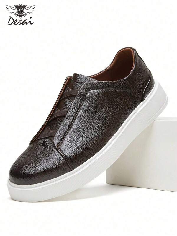 DESAI 1 Pair Men's Casual Slip-On Loafers, Comfortable Campus Versatile Suede Leather Soft Bottom Shoes, Simple & Breathable