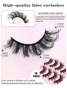 10 Pairs Of DD Russian Curl Holiday Eyelashes, High Curl, Thick And Bold Full Eyelash Extension - 尖尾漫畫款 - 查看 4