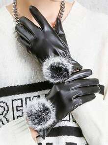 1 Pair Winter Outdoor Touchscreen Leather Gloves, Cycling Gloves, Warm Windproof Thermal Lined Riding Gloves