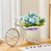 Encantadora cesta de flores tejida con forma de bicicleta, cesta de flores decorativa, cesta de artesanía - perfecta para decoración de cesta de flores de boda, sala de estar, mesa de comedor y decoración de escritorio, regalo/decoración navideña - Multicolor - Ver 8