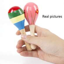 1pc Montessori Toy Small Wooden Color Random Sand Hammer Shake Bell Rattle Grip Practice Gift For Kids,Montessori Toys,Baby Toys,Wooden Toys