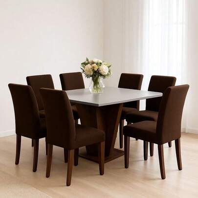 Capa de Cadeira Kit com 6 Unidades Para Sala de Jantar Copa Cozinha Malha Gel Super