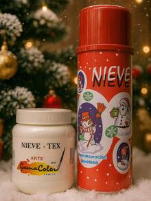 Navidad Kit de Nieve Artificial, para decoracion de arbol, ventanas, facil de limpiar y manipular. Nieve-Tex de 250ml, Nieve spray 300ml - kit - Ver 1