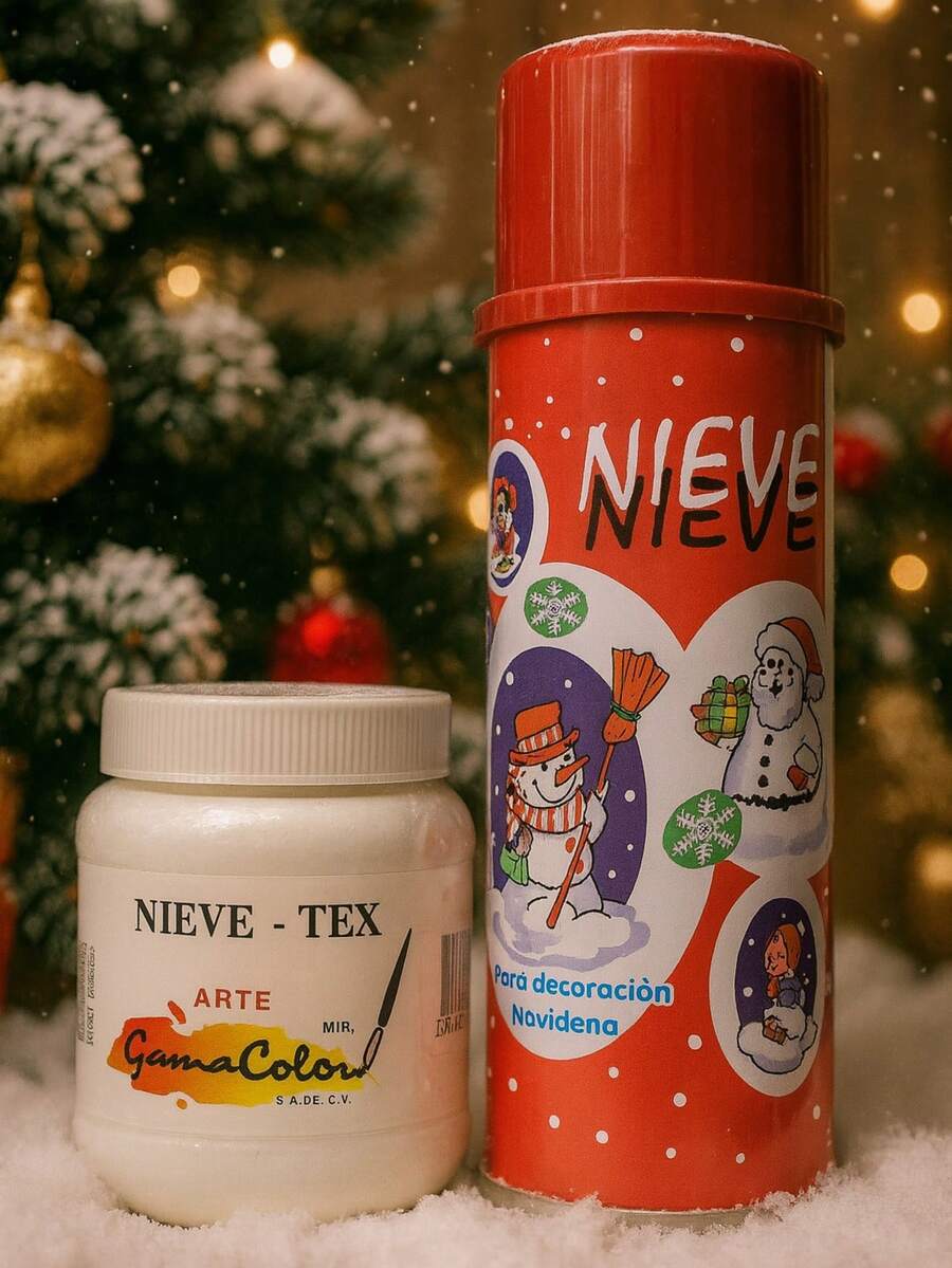Navidad Kit de Nieve Artificial, para decoracion de arbol, ventanas, facil de limpiar y manipular. Nieve-Tex de 250ml, Nieve spray 300ml - kit - Ver 1