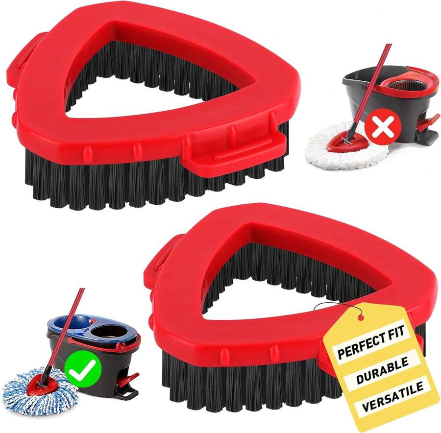 2 Pack Scrub Brush Replacement Head For O Cedar EasyWrin Spin Mop 1 Tank System, Spin Mop Replace Head Base, Shower Floor Scrubber, Hard Bristle Cleaning Brush For Bathroom Kitchen Wall Tile - 2Tank Scrub Brush 2pcs - 查看 1