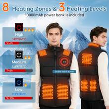8-Zone Heated Vest For Men & Women -- USB-C Rechargeable Portable Heater Jacket, -45°C To +65°C Smart Temperature Control,Warmth For Skiing, Running,, Winter Sports - Compatible With Power Banks (Hand Washable,Standalone/ Use) - 黑色 - 查看 3