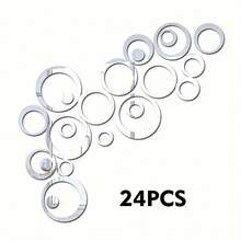 24/48/72pcs Silver, Gold, Black, Red Acrylic DIY Decorative Mirror Wall Stickers, Assorted Round Plastic Decals, Suitable For Living Room, Bedroom, Mirror, Cabinet, Removable And Easy To Install, Waterproof And Shatterproof - Multicolor - View 16