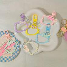 5pcs Sanrio Hello Kitty Keychains, Featuring Cat Paw Pendants And Hollow Cartoon Colorful Rings, Cute Keychain Accessories For Parties And Events, Adorable And Durable Keychains, Suitable For Christmas, Holiday Parties, Birthday Gifts, And Festival Gifts, Cartoon Toy Small Gifts, Christmas Toys, Christmas Gifts, Stocking Stuffers