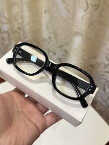 1pc Women's Casual Retro Square Black Flat Glasses, Suitable For Daily Wear And Street Photography - Multicolor - View 14
