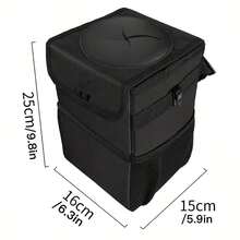 Colgante de contenedor de basura plegable y multifuncional para el coche, impermeable y con espacio de almacenamiento - bote de basura negro - Ver 8