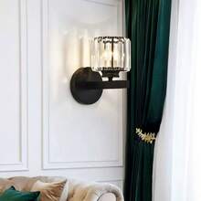 1pc Modern Crystal Wall Light With E26 Socket Hardwired Sconces Wall Lighting Bedside Wall Lamp Crystal Decor Wall Mount Light Fixture For Living Room, Bedroom, Hallway - 1件玻璃水晶壁燈 - 查看 3