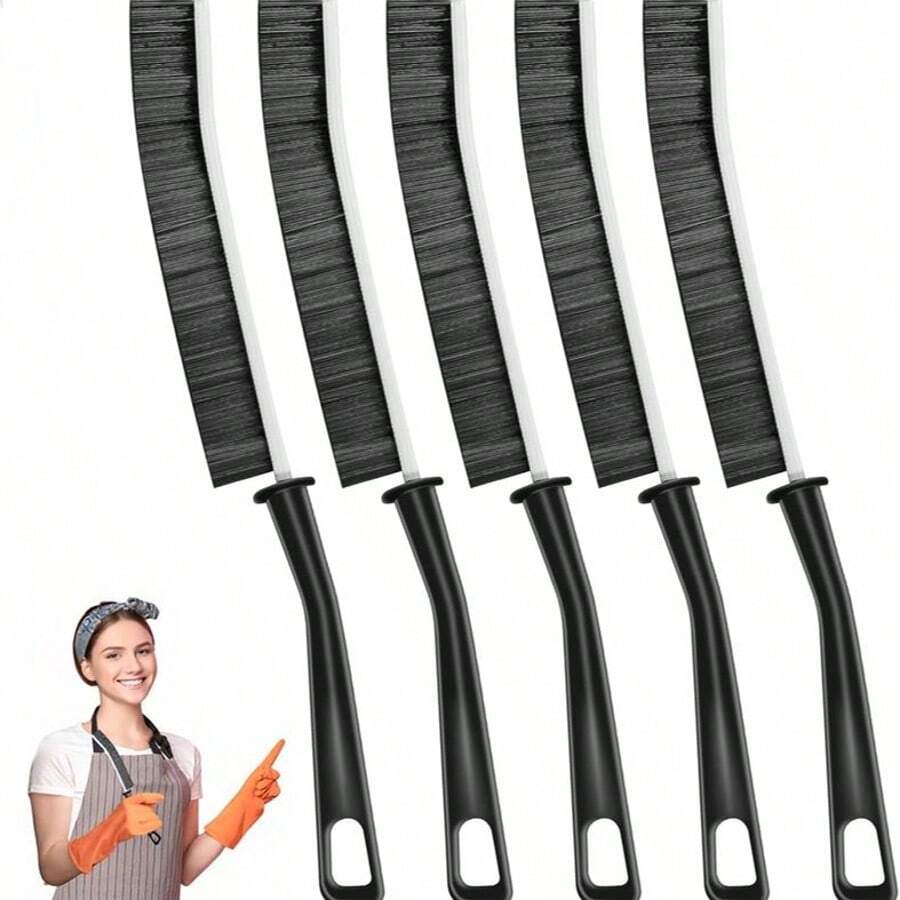 Mom's Ultimate Crevice Cleaner Pack - 5 Multi-Purpose Stiff Bristle Brushes For Tile Grout, Window Tracks And Hidden Dirt Household Tools Gadget Handle Cleaning, Multi-Purpose Crevice Scrubber, Household Essentials, Home Bathroom Cleaning Tools, Brushes - 彩色 - 查看 1