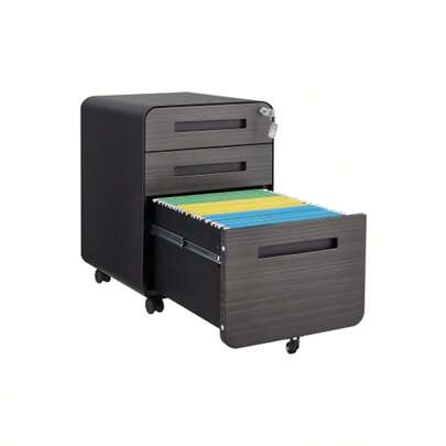 Mobiele archiefkast met 3 laden voor onder het bureau op kantoor, eenvoudige stijl, veelzijdige opbergkast voor Legal/Brief/A4-mappen, 5-wielig ontwerp, kantelveilig, koudgewalst staal, waterdicht, vochtbestendig, wit