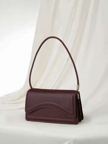 Clariva Bolso de hombro vintage y retro de unicolor, minimalista y elegante, un regalo de Navidad - Marrón - Ver 2