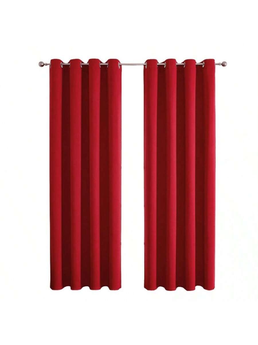 Juego de Cortinas Rojas Modernas con Ollaos para Barra