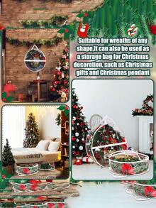 1/2-częściowa torba do przechowywania wieńców bożonarodzeniowych, białe przezroczyste pudełko do przechowywania wieńców z PVC, 2 rozmiary przenośnej torby do przechowywania z uchwytem, pojemnik do przechowywania wieńców na drzwi z podwójnym zamkiem błyskawicznym i uchwytem, na świąteczne girlandy wianków, wystrój świąteczny do domu, wystrój jesienny, dekoracja świąteczna.