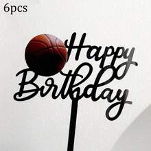 1 pieza/3 piezas/6 piezas Decoración para pastel con temática de fútbol americano/rugby de acrílico negro para fiesta de cumpleaños, diseños de fútbol americano, rugby, tenis, decoración de pastel con temática deportiva
