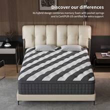 10/12/14  Inch Queen Size Mattress - Medium Firm Hybrid Memory Foam & Pocket Spring Bed With Cooling Motion Isolation, Pressure Relief, Individually Wrapped Coils - Heavy-Duty Bed Frame Compatible Mattress Topper - Black - View 9