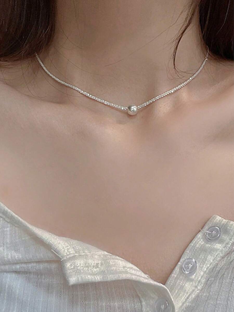 Nooxian 1 pieza Collar de cuentas con diseño minimalista de estrellas, cadena brillante para la clavícula