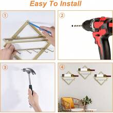 Wall-Mounted Wine Rack Set Of 2, Iron Wine Storage Display Rack, Holds 2 Bottles Of Wine, Metal Wine Rack Organizer - Home Wall Wine Theme Decor, Black - 黑色 - 查看 4