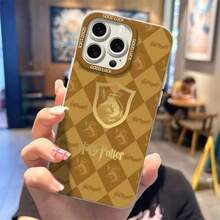 Warner Bros 1pc Harry Potter Wizarding School Series Phone Case, Classic Argyle Pattern + Gold-Plated Emblem, 4 Camera Cutouts, Wear-Resistant & Anti-Drop, Illuminates Daily Use & Collecting Fun