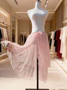 女士不对称泡泡裙连衣裙，前短后长鱼尾裙，双层薄纱长裙，适合婚礼、派对、表演、洛丽塔风格、伴娘、舞台表演、角色扮演、舞蹈、圣诞节服装等场合。 - 彩色 - 查看 14