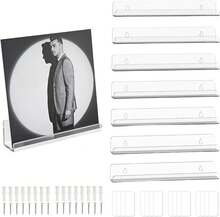 AEVIORA 8 Pcs Estantes Flotantes para Discos de Vinilo, Soporte para Vinilos de 12 Puadas, Repisa para Exhibición y Almacenamiento de álbumes, Soporte de Pared de Acrílico Transparente - negro - Ver 1