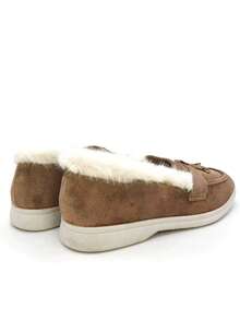 Frühlings- und Herbst-Damenschuhe in Metalloptik, Loafers Freizeitschuhe, Bootsschuhe mit Schlupfeinstieg - Khaki GO302 - Übersicht 6