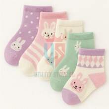 Kit 06 Pairs Of Printed Baby Socks For Girls And Boys - Multicolor - View 10