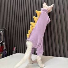 Dinosaur Element Pet , Cute And Cozy Pet Outfit For Cats, Warm And Adorable Pet Clothing With Dinosaur Design, Soft Material To Create A "Little Dinosaur" Fashionable And Eye-Catching Pet Accessory For Autumn/Winter - Purple - View 6