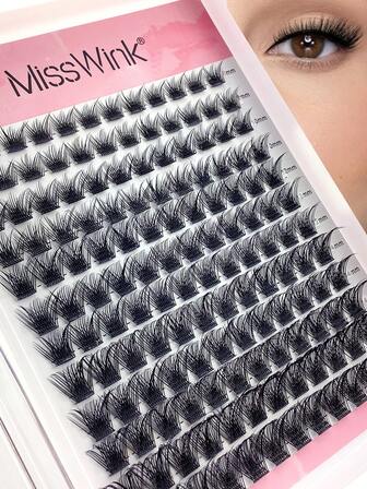 Miss Wink Soft Natural Looking False Eyelashes 8-16mm Mixed 0.07mm D Curl, 12 Rows 120 Pcs, Waterproof Mink Fibers Single Tuft 3D Precise Fit For Everyday Makeup, Lightweight Portable Design For Daily Life, Parties And All Occasions
