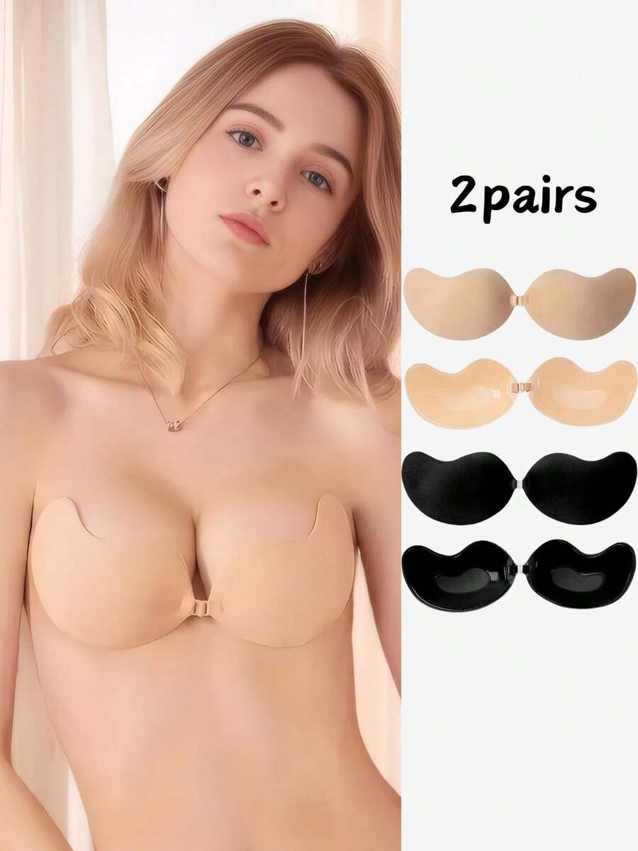 2双隐形无肩带露背提拉文胸，可重复使用，适合搭配连衣裙