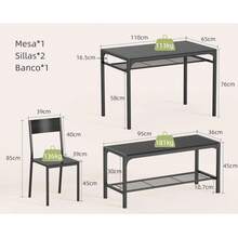 Kitchen Table And 2 Chairs For 4 With Bench, 4-Piece Dining Table Set For Small Space, Apartment - Black - View 2