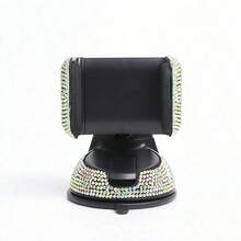 1pc Colorful Rhinestone/White Rhinestone Car Phone Holder, Brand New Hot-Fix Rhinestone Inlaid Car Navigation Bracket, Dashboard Air Vent Suction Cup Holder, Can Be Adsorbed On Dashboard, Equipped With Strong Suction Cup Base, Ensuring Phone Stability And No Shaking During Driving - Multicolor - View 12
