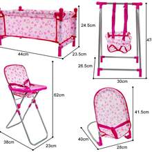5 -In-1 Deluxe Baby Doll Pretend Play Set With Bouncer Adjustable Swing Seat And High Chair (Doll Not Included) - Pink - View 6