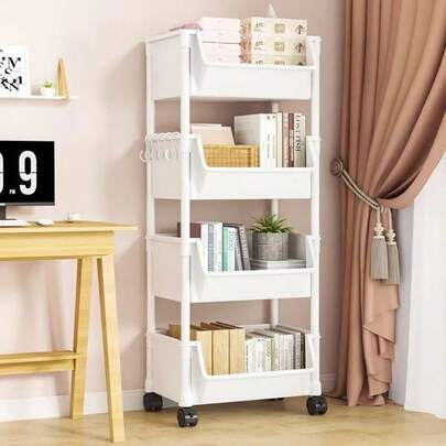 A Small Trolley Rack, Household Snack Floor Multi-Layer Living Room Storage Bookshelf, Mobile Kitchen Fruit And Vegetable Basket