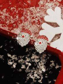 1 Pair Rhinestone Santa Claus Earrings, Fashionable Jewelry For Women, Suitable For Holiday Parties - Multicolor - View 3