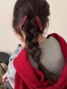 2pcs/Set Acetate Hair Clips Hollowed Oval Geometric Barrettes Side Pins Hairpin Women Hair Accessories Claw Clips, School Stuff, Head Accessories - 卡其黃 2 件/套 - 查看 9