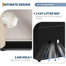 mteryoing Cat Litter Box Enclosure For 2 Cats, Double Hidden Litter Box Furniture Cabinet With 2 Scratch Mat And Scratch Post, Modern Farmhouse Wooden Enclosed Cat Washroom, End Side Table - Black - View 10