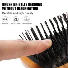 Hairbrush Natural Wooden Paddle Brush, Suitable For Both Women And Men, Wooden Hairbrush For Thick Or Curly Hair, Black And Wooden Square Hairbrush, Beechwood Massage Scalp Brush - Brown - View 7